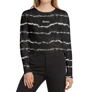 Dickies Juniors' Long-Sleeve Tie-Dyed T-Shirt‎ - Black/White Stripes - Size L
